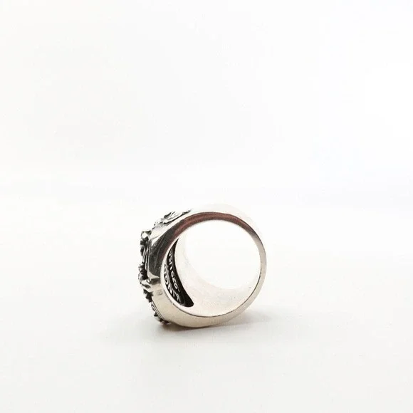 King Baby Studio Floral Scroll Belief Skull Ring Silver .925 MSRP $615 Size 8 - Picture 9 of 12